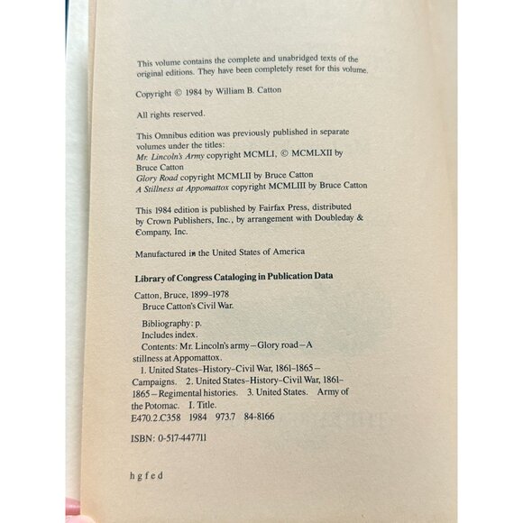 Bruce Catton's Civil War Mr. Lincoln's Army/Glory Road/A Stillness Hardcover - Picture 3 of 11